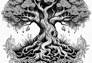knurly yggdrasil with roots tattoo idea
