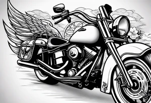 Old school skeleton with a shotgun riding a harley davidson tattoo idea