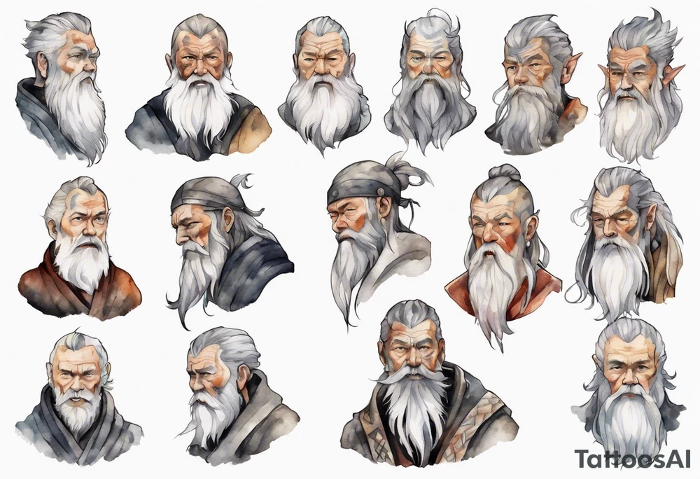 a solitary Norse man with a grey beard tattoo idea