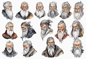 a solitary Norse man with a grey beard tattoo idea