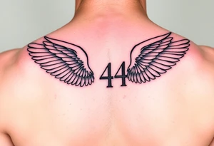 Angel numbers 1 support and guidance, 2 Balance, 4 Protection (with angel wings(only around 444) tattoo idea