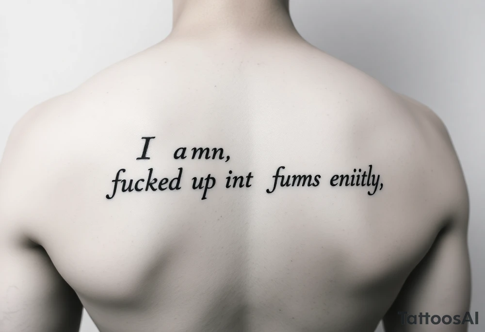 A semicolon made of the words "I am human, fucked up in my entirety, but human nonetheless." tattoo idea