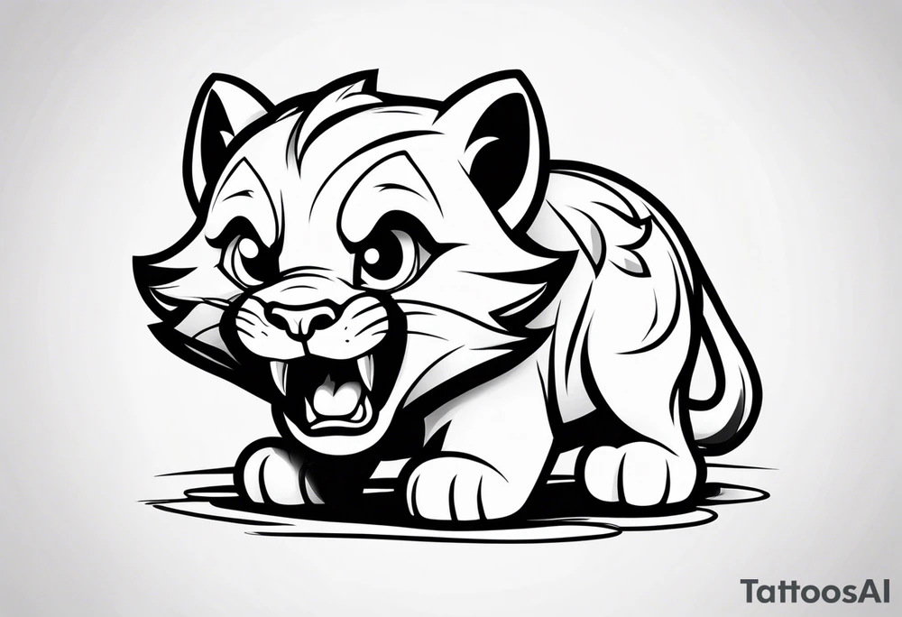 super cute cartoon sabertooth
cub blank background tattoo idea