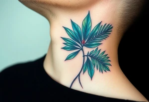 large palm leaves twisted side neck tattoo tattoo idea