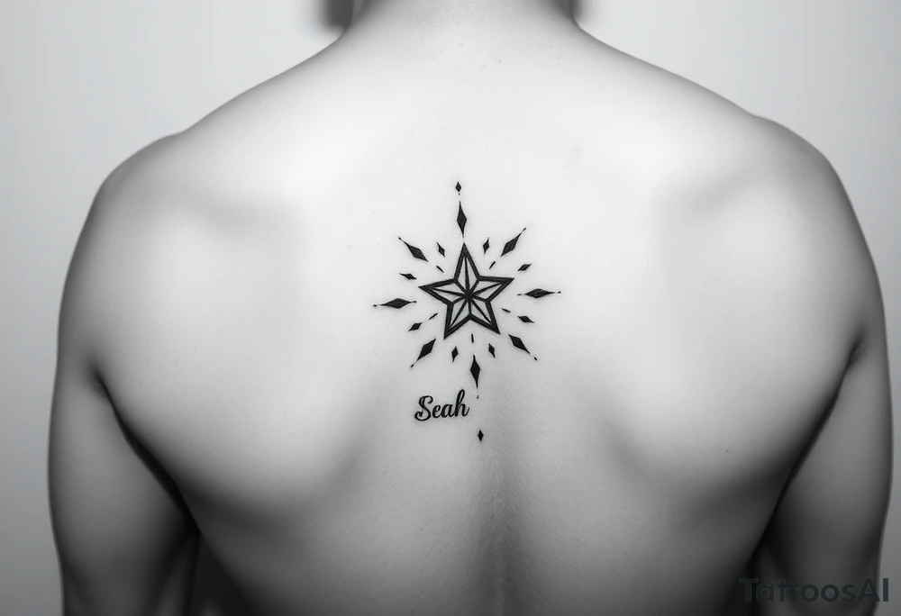 Beautiful and elegant star and dots hand tattoo with text on hand s tattoo idea