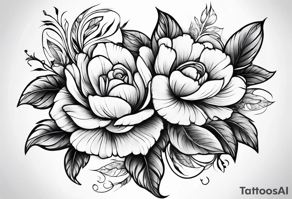 floral wrap around tattoo idea