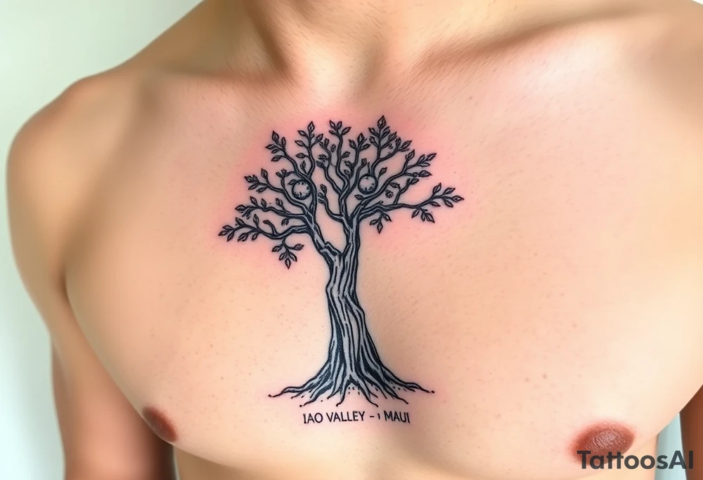 Breadfruit tree in iao valley maui with coordinates underneath tattoo idea