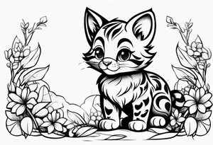 super cute cartoon wildcat cub tattoo idea