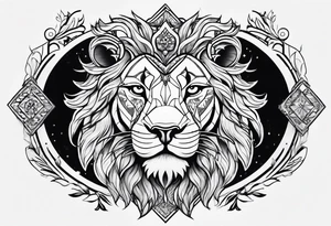 woman tattoo under the sign of a lion tattoo idea
