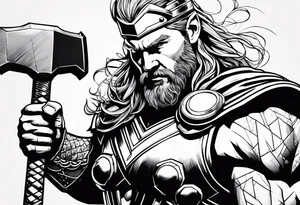 Thor mit Hammer in Aktion tattoo idea