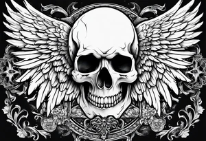 Angel wings with skull tattoo idea