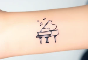 grand piano under stars and music notes tattoo idea