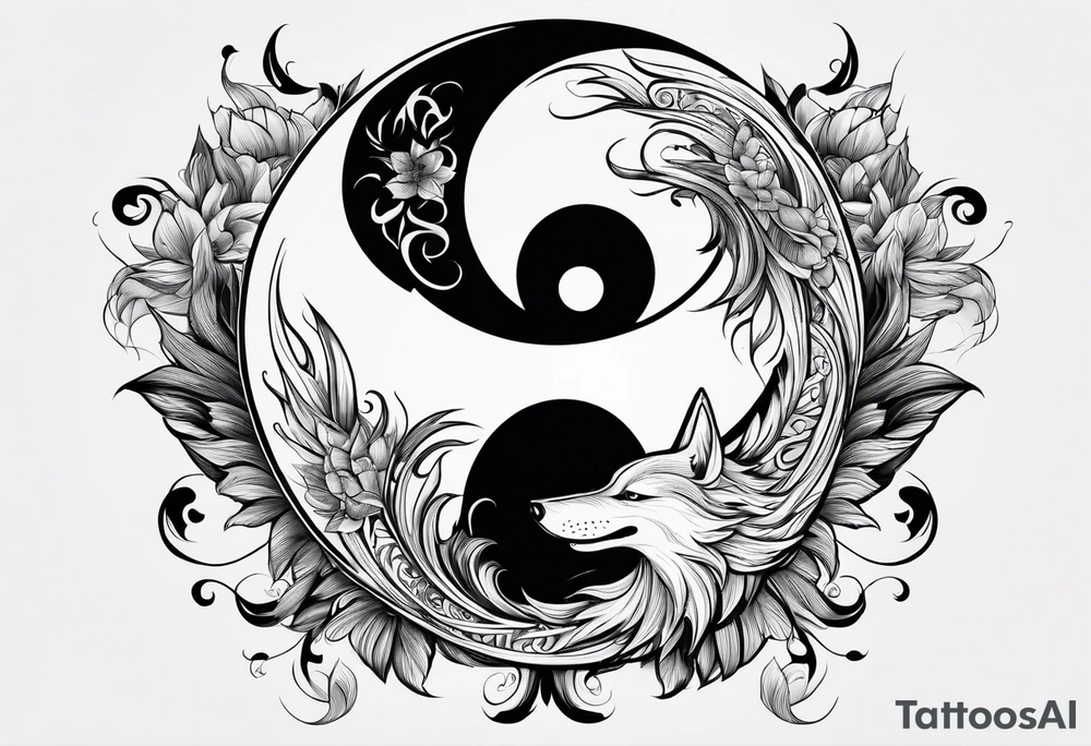 Ying yang made by wolfes tattoo idea