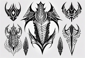 Dragon scale armor symmetrical tattoo idea