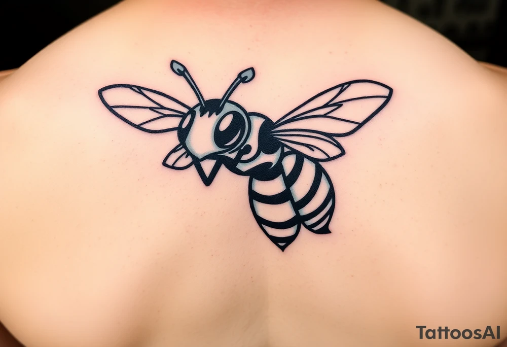 Angry hornet flying with arched body tattoo idea