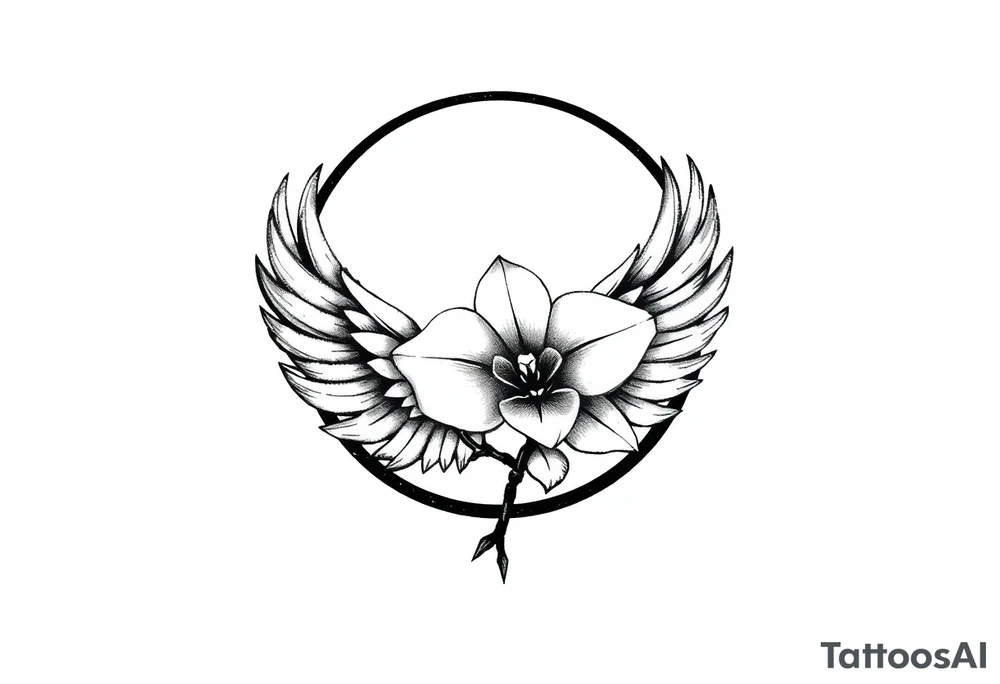 infinity loop with wings inside and an orchid tattoo idea