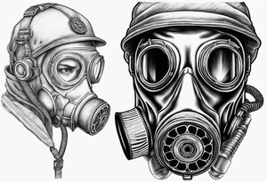 Gas mask x-ray skelton with body make it look masculine and scary and medical field tattoo idea