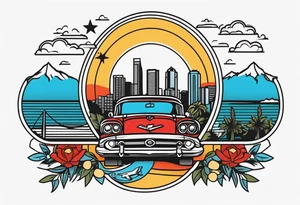 California homage, Bay Area, include icons tattoo idea