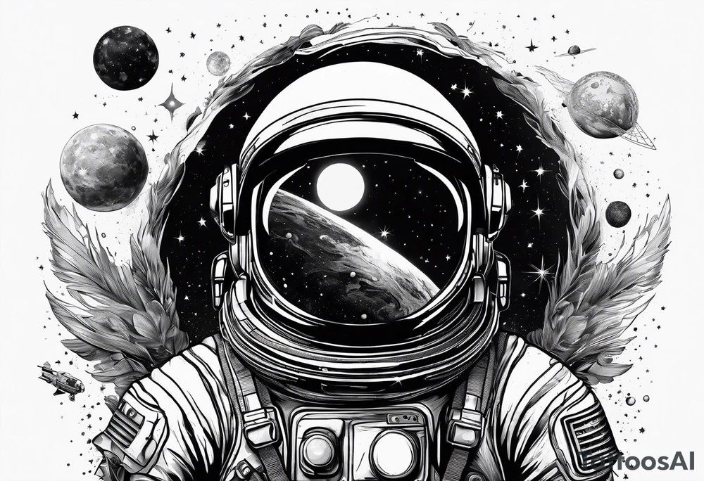 Astronaut fliegt durch den Cosmos sieht das Universum tattoo idea