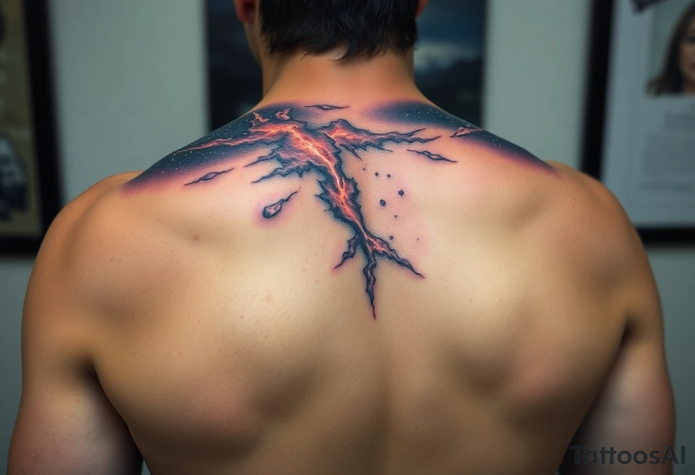 cover up tattoo of the milky way that covers the upper portion of the back tattoo idea