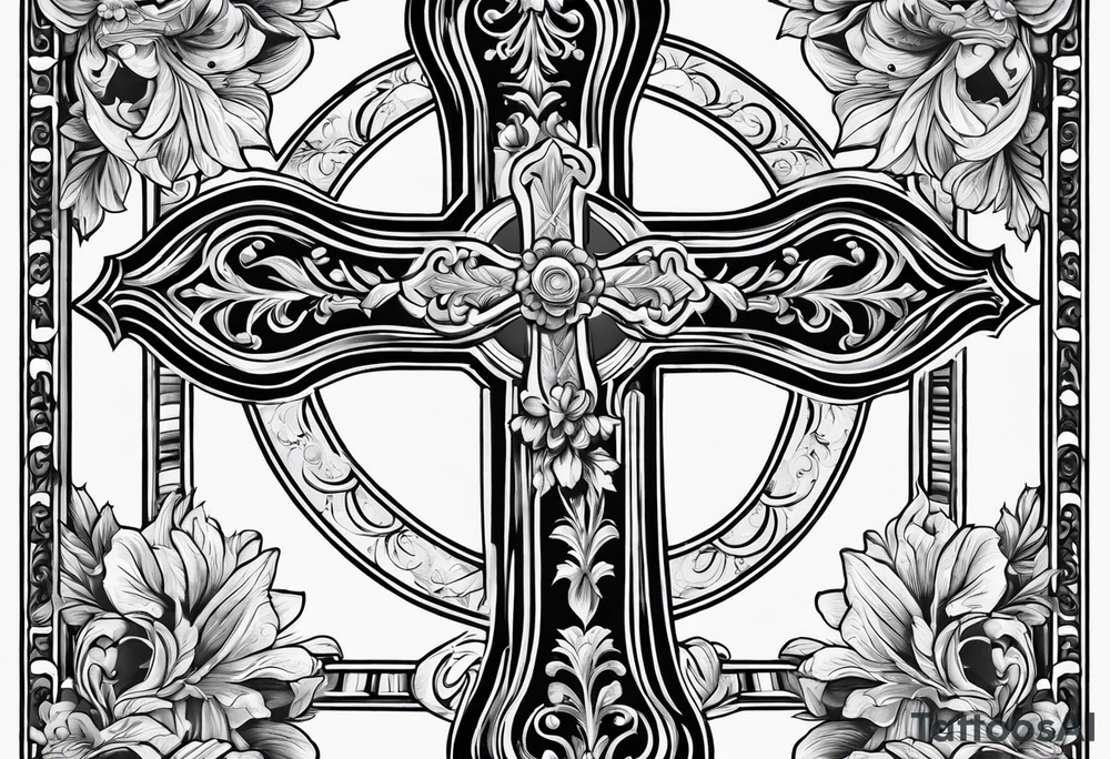 WHITE CROSS WITH BLACK AROUND tattoo idea