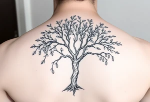 jacaranda tree with long branches  with lace drop embellishment feminine tattoo idea