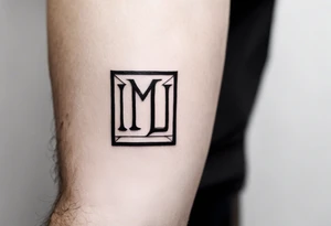 small tattoo on the forearm of a man with the initials MLJ, date of birth 22/09/22 in the style of a moluccan tattoo tattoo idea