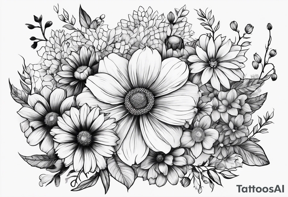 Flowers surrounded by honeycomb tattoo idea