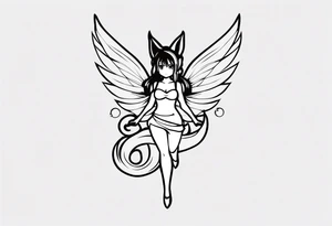 A fairy with a tail that is the fairy in the Fairy Tail anime guild logo in the same position tattoo idea