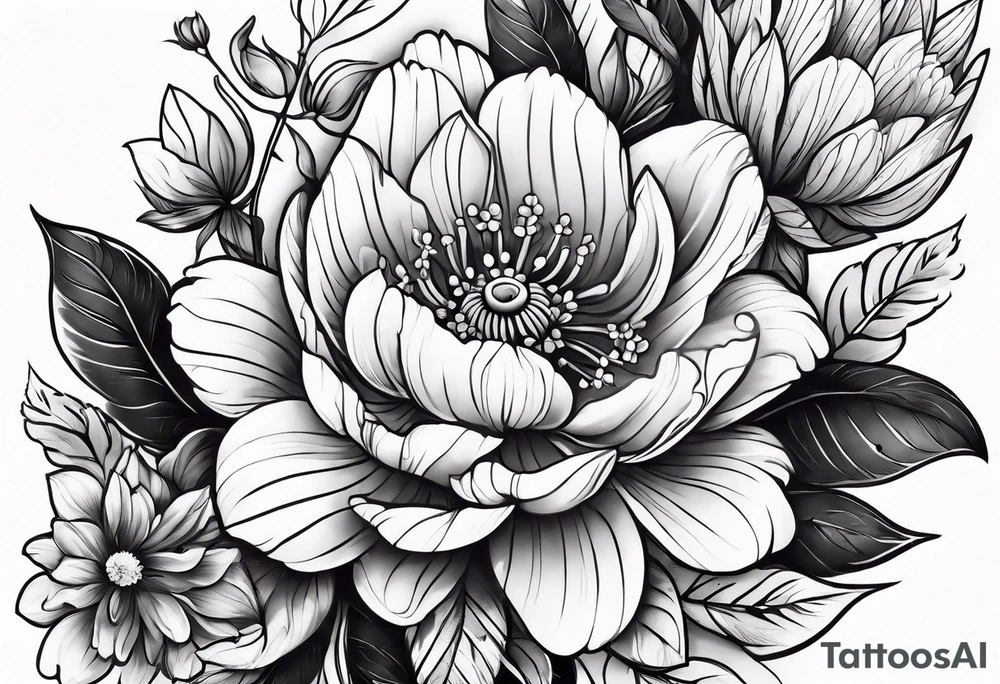 Arm tattoo of colorful flowers tattoo idea