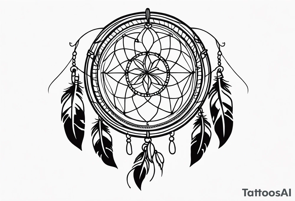 travel tattoo with dream catcher mantra luck tattoo idea