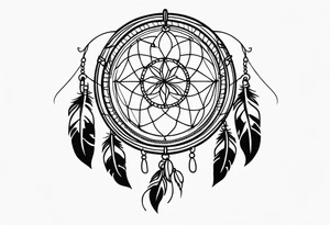 travel tattoo with dream catcher mantra luck tattoo idea