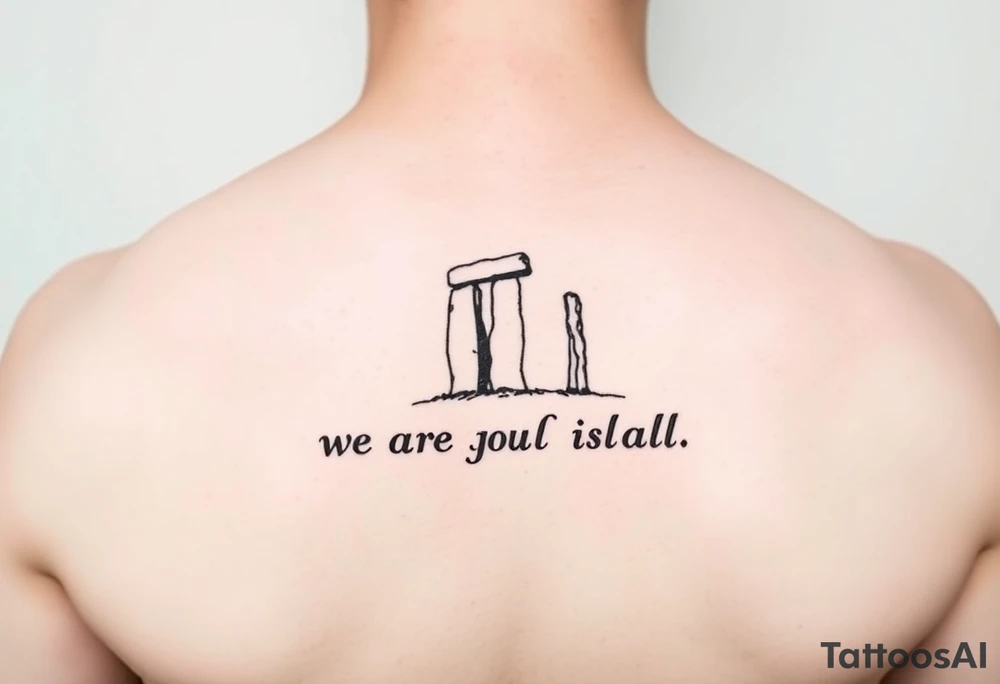 Orkney standing stones and the words "we are the island, after all" tattoo idea