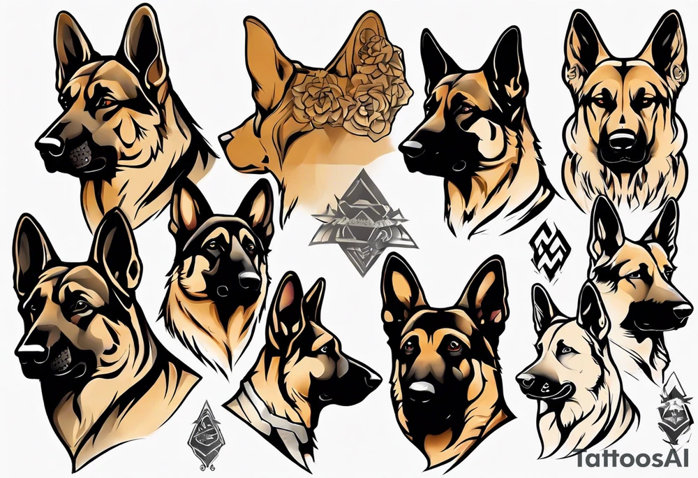 German shepherd profile tattoo idea