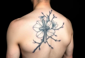 cherry blossom with the cross inside and some of the branches wrapping around it on my inner arm tattoo idea