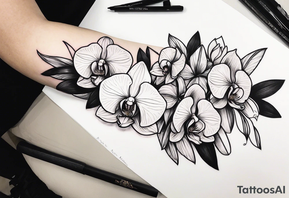 Orchids on my arms to my shoulder tattoo idea