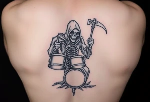 grim reaper playing the drums tattoo idea