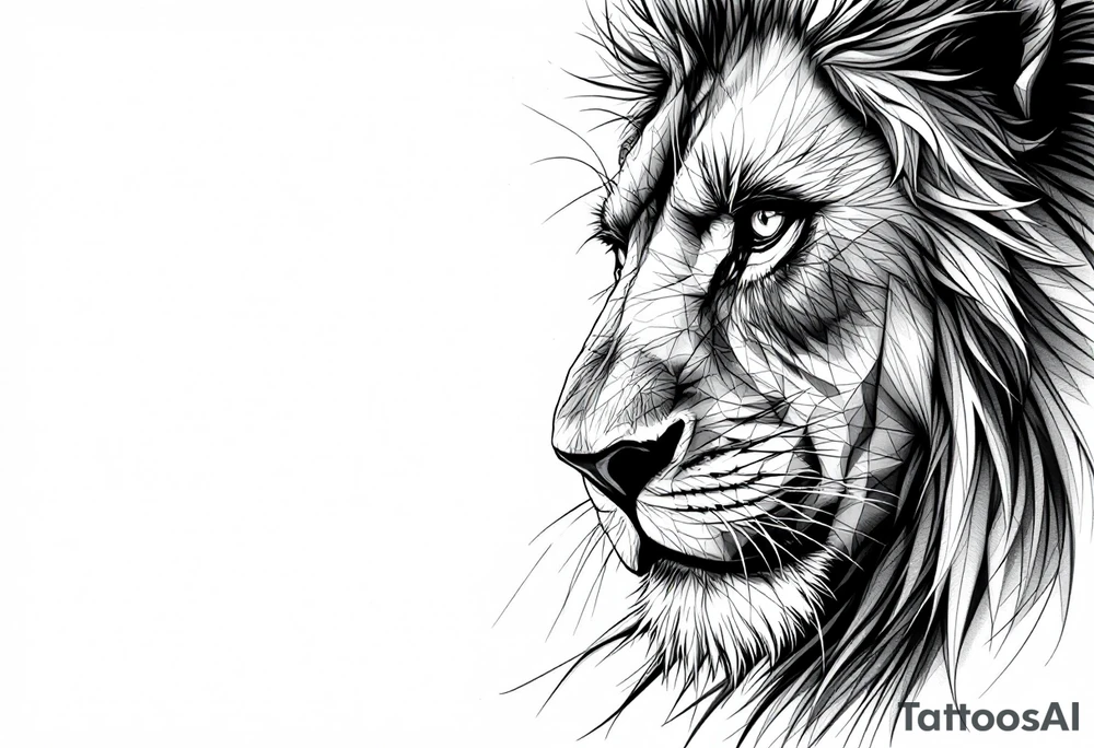 powerful majestic lion, close-up tattoo idea