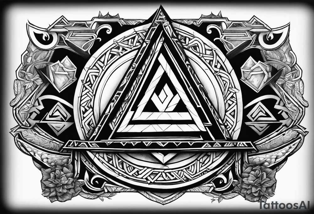 Valhalla shield valknut axe steps tattoo idea