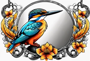 a kingfisher is trapped in a lot of chain tattoo idea