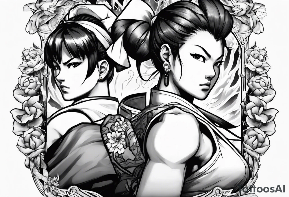 street fighter 3 makoto versus chun li fighting tattoo idea