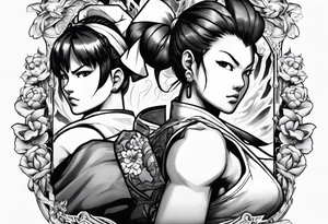 street fighter 3 makoto versus chun li fighting tattoo idea