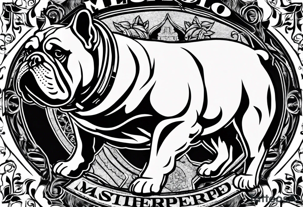 Abseiling bulldog sand blasting tattoo idea
