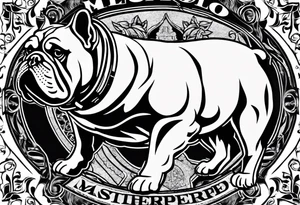 Abseiling bulldog sand blasting tattoo idea