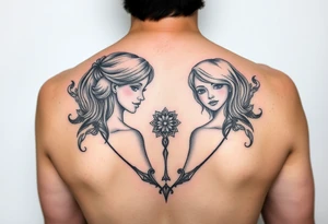 Mother two daughters matching tattoo idea