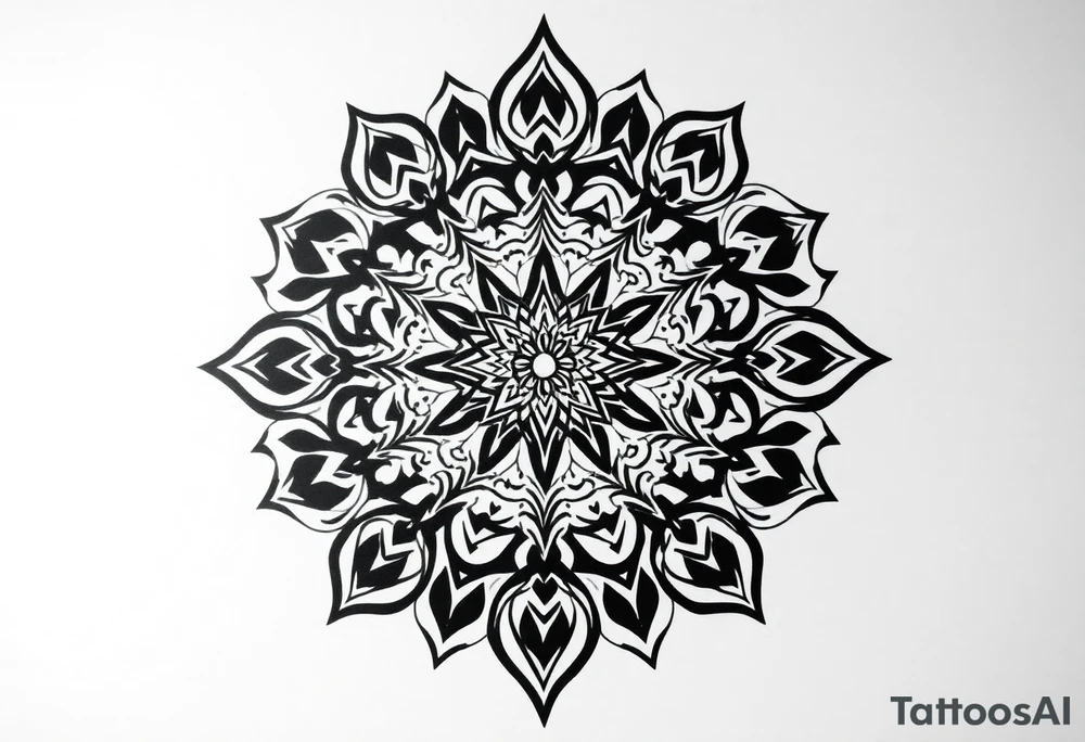 long mytical mandala with ancient rhyme tattoo idea