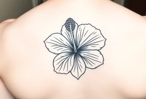 I want it to look more delicate. Needs to look like a fine line tattoo. I want it to be a hibiscus flower. tattoo idea