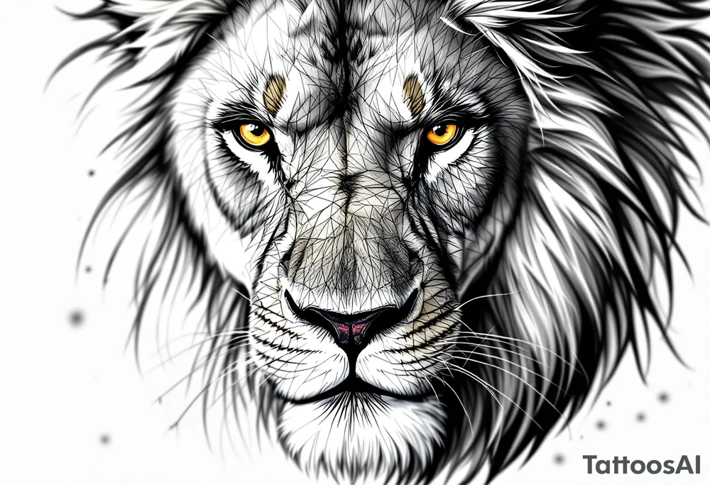 powerful majestic lion, close-up tattoo idea
