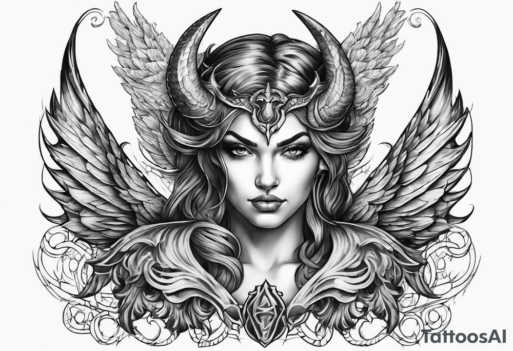 Devil with angel wings aggressive tattoo idea