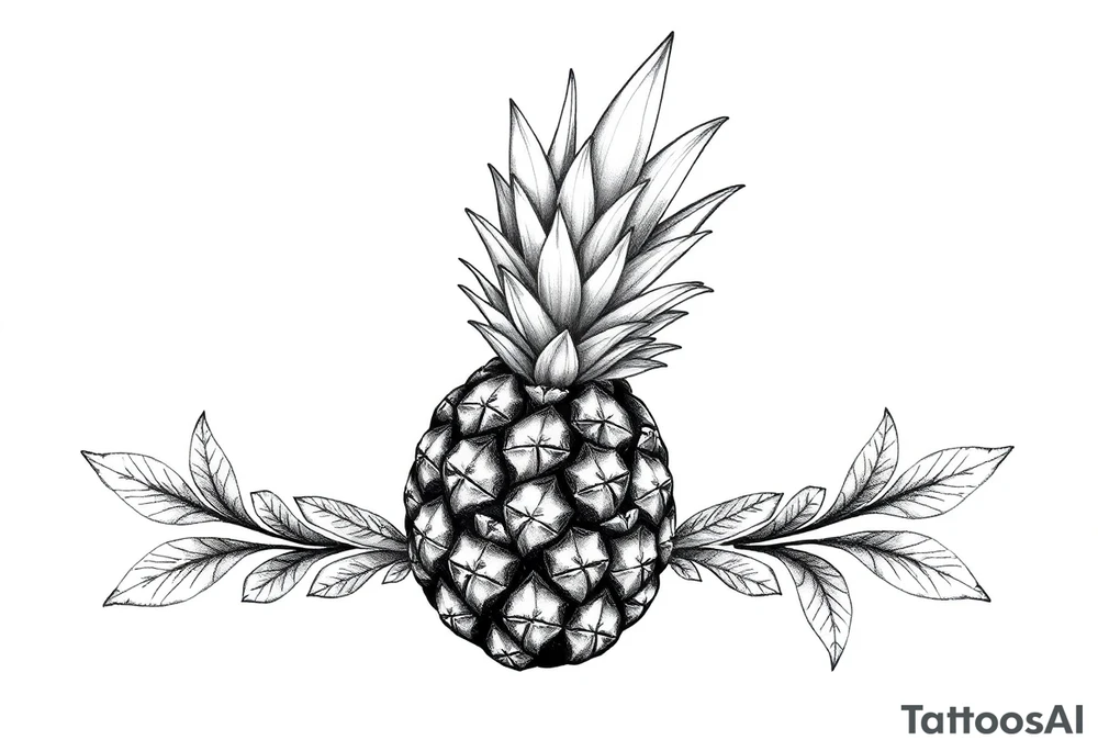 vagina and anus using a pineapple with diamonds and magestic tattoo idea